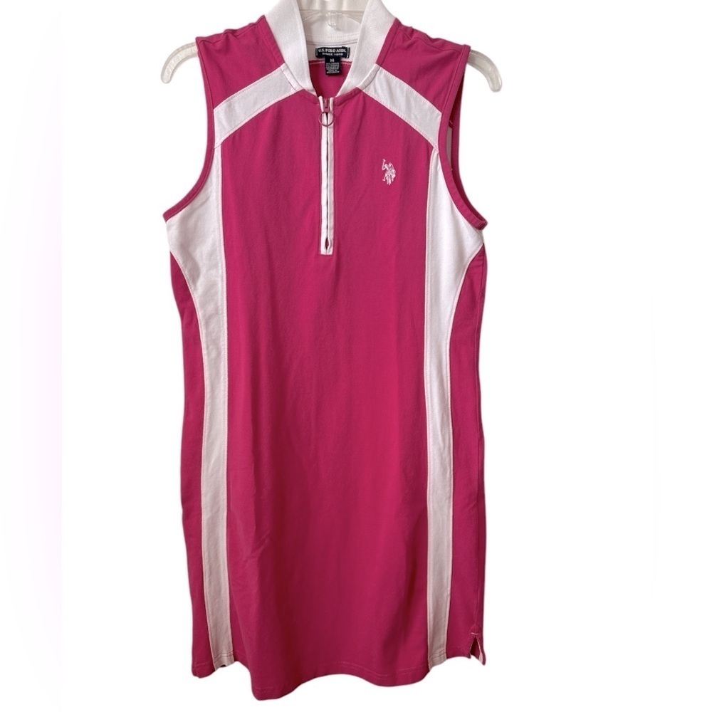 U.S Polo Pink Athletic Look Sleeveless Above The Knee Summer Medium Dress